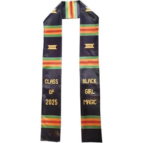 Black Girl Magic, Class of 2025 - Authentic Kente Cloth Graduation Stole
