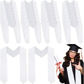 30 Pack Sublimation Graduation Stoles Bulk Plain Blank Grad Sash White Honor Stole for Students Men Women Middle High School College, 69 Inches