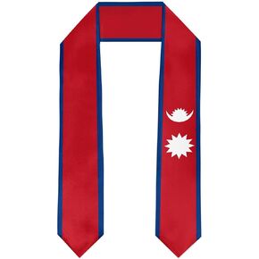 Nepal Flag Graduation Stole Satin Stole Scarf for Study Aboard International Students 72" Length
