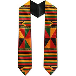 Adult Graduation Stole - Traditional African Kente Design | 60" Long Beautful Satin Cloth