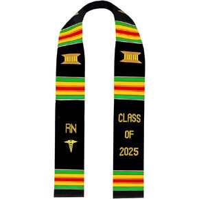 Ovaltag Nursing Graduation Stole, Kente Sash, RN with Medical Logo, Class of 2025 in Kuwait