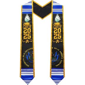 El Salvador Graduation Stole Sash Mixed Flag Country Stole Sash Class of 2025 Graduation Decoration for International Student