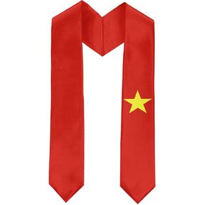 Vietnam Flag Graduation Sash Satin Scarf 72" Stole for Abroad Student International Study Class