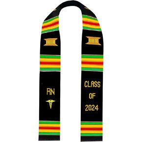 سرق التخرج من التمريض Ovaltag ، Kente Sash ، RN مع شعار طبي ، فئة 2025