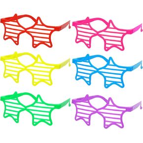 80s Neon Shutter Glasses 6Pcs 90s Retro Style Plastic Slotted Party Favor Disco Eyewear for Women Halloween Costumes