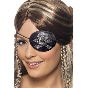 Smiffy's Pirates Eyepatch, Black and Silver, Diamante