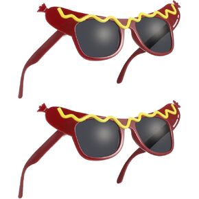 PartyKindom Hot Dog Sunglasses for Adults - 2 Pack Glasses for Parties - Costumes and Summer Fun for Birthday Halloween and Luau Celebrations