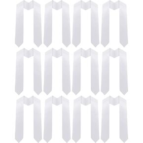 Taiyin 12 Piece Unisex Graduation Stole Sash Adult Plain Ordinary Graduate Honor Stole, 60 Inch (White)