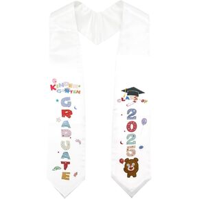 GraduationMall Kindergarten Graduation Stole Class of 2025 Kids Bear Printed Graduation Sash Gifts for Child 50" Long