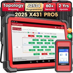 LAUNCH X431 PRO5 Diagnostic Scanner with SmartLink C V2.0, J2534 Reprogramming Tool with ECU Coding, Topology Mapping, 60+ Reset Services, Intelligent Diagnostics, Guided Functions, 2-Year Free Update