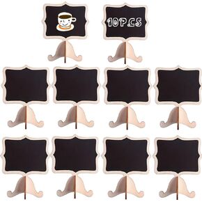 علامات Mini Chalkboard ، 10 مساءً من الطباشير الصغيرة مع Flackoards الحامل القابل لإعادة الاستخدام لأرقام الجدول ، وعلامات الطعام ، ولوحات الرسائل ، وزينة الأحداث. (ب)