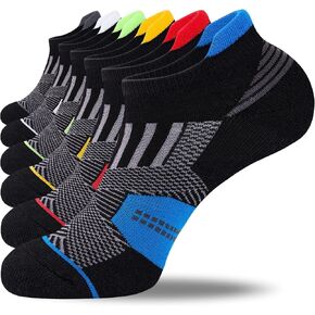 Mens Low Cut Ankle Socks, Moisture Wicking Cotton Casual Short Socks, Breathable ＆ Comfy, 6 Pairs
