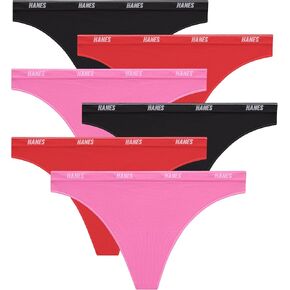 Hanes تحركات المرأة الداخلية ، سراويل داخلية مرنة 360 درجة ، محبو بيكينيس ناعم وسلس أو ثونغ ، 6 حزم