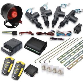 Car Remote Central Locking Kit, Universal 4 Doors Keyless Entry System + Anti-Theft Alarm Immobiliser, All in one kit