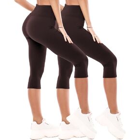 طماق Caditex Capri للنساء - حزمان عالي الخصر يوجا تجريب المرأة capris للصيف