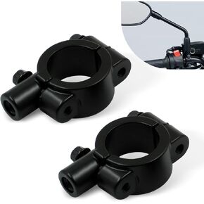 2 PCS Motorcycle Rearview Mirror Bracket Clip Adapter, 22 mm M10 High Hardness Alloy Stem Handlebar Bracket Reflector Mirror Mount, Modification Parts, for Motorcycles Scooters ATVs (Black)
