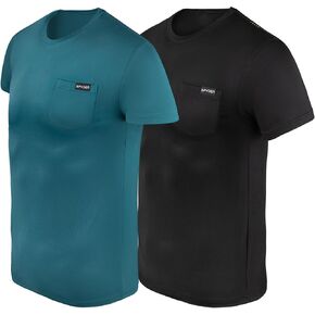 Spyder Mens Performance Moisture Wicking Crew Neck Undershirts/Ultra Soft Stretch Sports T-Shirt W/Pocket