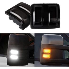 LED Side Mirror Marker Light Replacement Compatible With Ford 13-14 F-150 08-16 F-250 F-350 F-450 F-550 Super Duty V8 V10 White Running/Parking Light Amber Turn Signal Light Dual Color (A Pair)