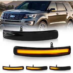 D-Lumina Sequential LED Side Mirror Turn Signal Lights Smoked Lens for Fo-rd Explorer 2011-2019, Dynamic Indicator Mirror Marker Blinker Light Lamp, Pack of 2