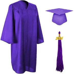2024 Matte Graduation Cap and Gown Tassel Set for Junior/Senior High School/College Bachelor's Graduates