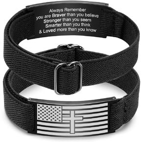 MEALGUET Easter Basket Stuffer Gifts for Men : American Flag Stretch Band Cross Bracelet Faith Bible Verse Christian Religious Inspirational Jewelry for Son Grandson Nephew Boyfriend Dad,Adjustable