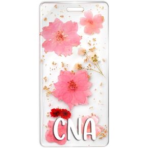 RN BSN Badge Buddy Flower Nurse Name Badge Resin Flower Badge Buddy Vertical Badge Identification Tags for RN BSN Nurse (Pink RN BSN) in Kuwait
