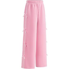 Oyoangle Girl's Gute Bow Side Sightpants Phicspants y2k ساق مستقيمة مع جيب