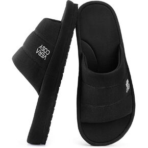 VeraCosy Men's Open Toe Slippers Breathable Corn Knit Memory Foam with Non Slip Sole