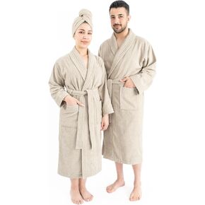 American Soft Linen 100% Cotton Robes for Women and Men, Soft Lightweight Quick Dry Unisex Couple Turkish Bathrobes