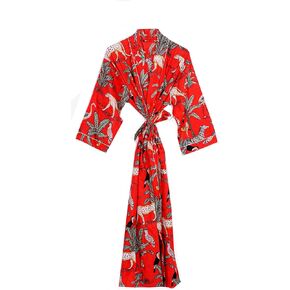 Pure 100% Cotton Robe For Womens Bathrobe Dressing Gown Long sleepwear Free Size Kimono