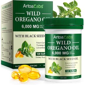 زيت Oregano 120 Softgels ، أوريجانو البرية OI_L مستخلص أوراق الزيتون وزيت البذور السوداء - على أساس النبات ، ودعم المناعة والهضم للنساء والرجال