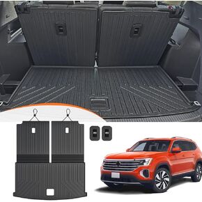 Cargo Mat for 2018-2024 2025 Volkswagen Atlas 6&7 Seats, All Weather TPE Cargo Liner with Backrest Mats for Atlas Accessories (Trunk Mat with Backrest Mat)