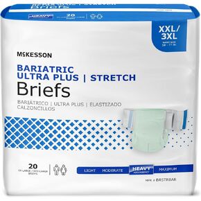 McKesson Ultra Plus Stretch Briefs, [80 Count], XXL/3XL, 58-77 in. Incontinence Adult Diapers, Heavy Absorbency, Unisex, Disposable, Elastic Leg Gathers and Contoured Fit for Men and Women