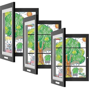 [تم ترقيته] إطارات العمل الفنية من طابقين-إطار عمل فني-إطار فني للأطفال ، يمتلك إطارات الأطفال الفنية من 50 إلى 80 جهازًا ، وإطارًا مثبتًا على الحائط وذات ذاتي للعمل المدرسي للأطفال أو المنازل أو المكاتب (الأسود ، و 2-pack و 8.5 "x11")