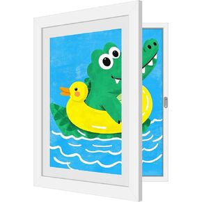 4 Pack Kids Frames Frames Frames Rightable 8.5 × 11 بوصة مشاريع فنية للأطفال ، إطارات فنية فنية ، إطار عرض الصورة ، يحمل 150 رسومات لتخزين الحرف ، ديكور الغرفة ، محفظة ، أسود ، أسود