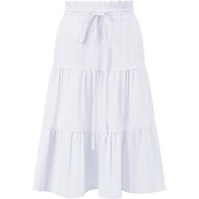 Girls Girls Maxi Skirts High Waisted Long Skirt Ruffled Drawstring Tiered Skirts with Pocket