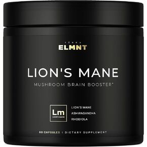 20,000mg 16x Strength Lions Mane Supplement Capsules Super Nootropic w. Ashwagandha & Rhodiola - Highest Potency Lion's Mane Mushroom Extract 50% Polysaccharides Brain Supplements for Memory and Focus