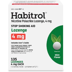 Habitrol Nicotine Lozenges 4 mg Mint Flavor - 135 Count - Stop Smoking Aid - Reduce Cravings and Withdrawal Symptoms