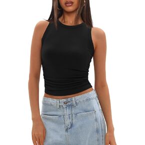 Darong Womens Tank Tops Alcyfeless Racerback عالية الرقبة غير الرسمية قمصان الخزان المجهزة