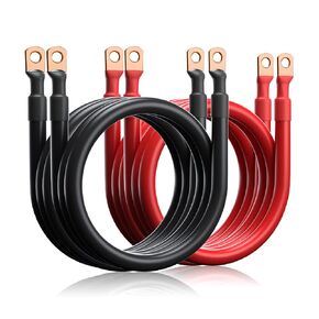2 AWG Battery Cable 5 Feet 2 Gauge 1 Pair Red and Black Pure Copper Welding Battery Inverter Cable Wire, fit for Solar, RV, Marine, Car, Boat and Trucks, Both End with Heavy Duty 5/16" Lugs