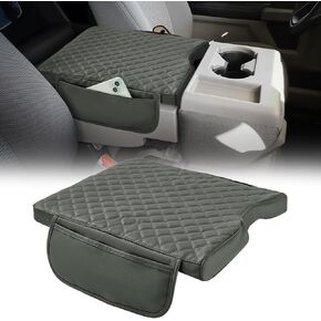 JOYTUTUS Center Console Cover Compatible with 2015-2025 Ford F150, 2017-2025 F250 F350 F450 with 40/20/40 Jump Seat, Leather Armrest Cover Center Console Cushion with Side Pockets (Jump Seat Only)