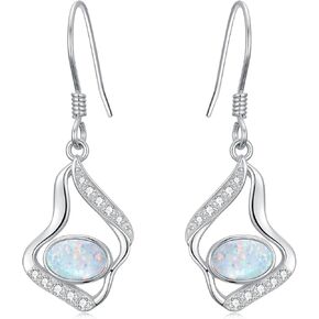 925 Sterling Silver Women's Earrings Opal مع Diamonds Diamonds Pendant Early Pendant Moled Gift Health عيد ميلاد عيد الأم لأميها