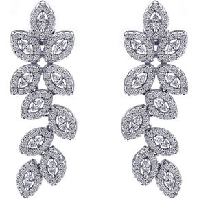 Moissanite Dangle Earrings for Women, 2.7 Carat VVS Clarity Moissate Drop Earrings set, Sterling Silver Dangle Earrings, Leaf Design