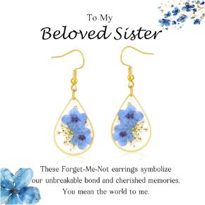 Sister Gifts Forget Me Not Flower Earrings Pressed Flower Earrings Gift for Sister Birthday Gifts