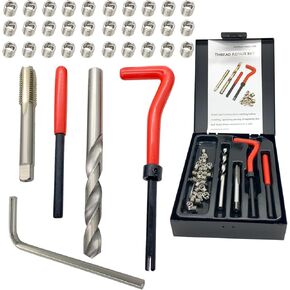 3/8-16 Inch Thread Repair Kit, Helicoil Thread Inserts Taps Kit with HSS Drill Bits Compatible Hand Tool Set for Damaged Thread ＆ Auto Repairing(SAE)
