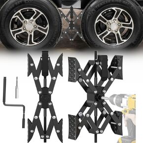 X-Shaped Wheel Chocks for Travel Trailer【Allow Drill Adjust】 RV Stabilizers X chocks Camper Wheel Chock for Travel Trailers RV Accessories Wrench Adjustable 4.13"-12.6" （2 Pack） Black