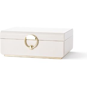 2 Layer Jewelry Box for Women, Jewelry Organizer with Removable Tray, Gold Handle, Jewelry Storage for Necklace Bracelet Earrings Rings, Light Taupe