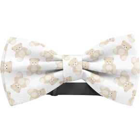 Adjustable Pre-tied bow tie for toddler Boys (Teddy Bear Pattern) Elegant Cute Bowties for Dogs Cats Pets