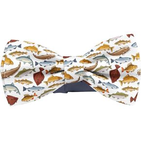 Adjustable Pre-tied bow tie for toddler Boys (Fish Sea Ocean Pattern) Elegant Cute Bowties for Dogs Cats Pets