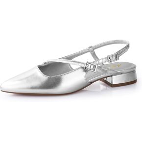 شقق Ankis Slingback للنساء 1 بوصة منخفضة الكعب مغلق مدبب إصبع القدم مضخات حزام الكاحل